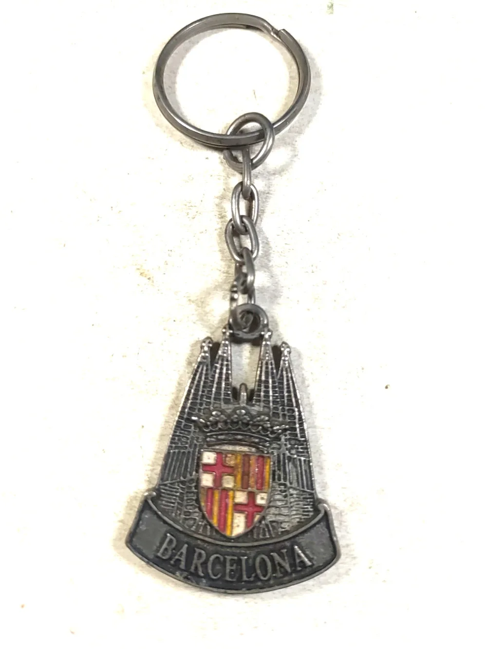 Barcelona Italy Sagrada Familia Metal Pewter Keychain Souvenir